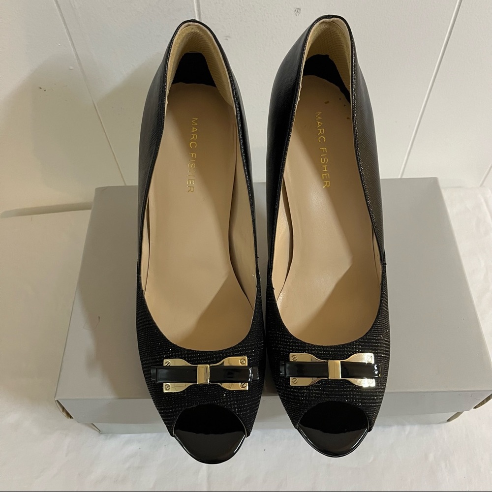 Cute black stilettos with bow detail open toed high heeled shoes